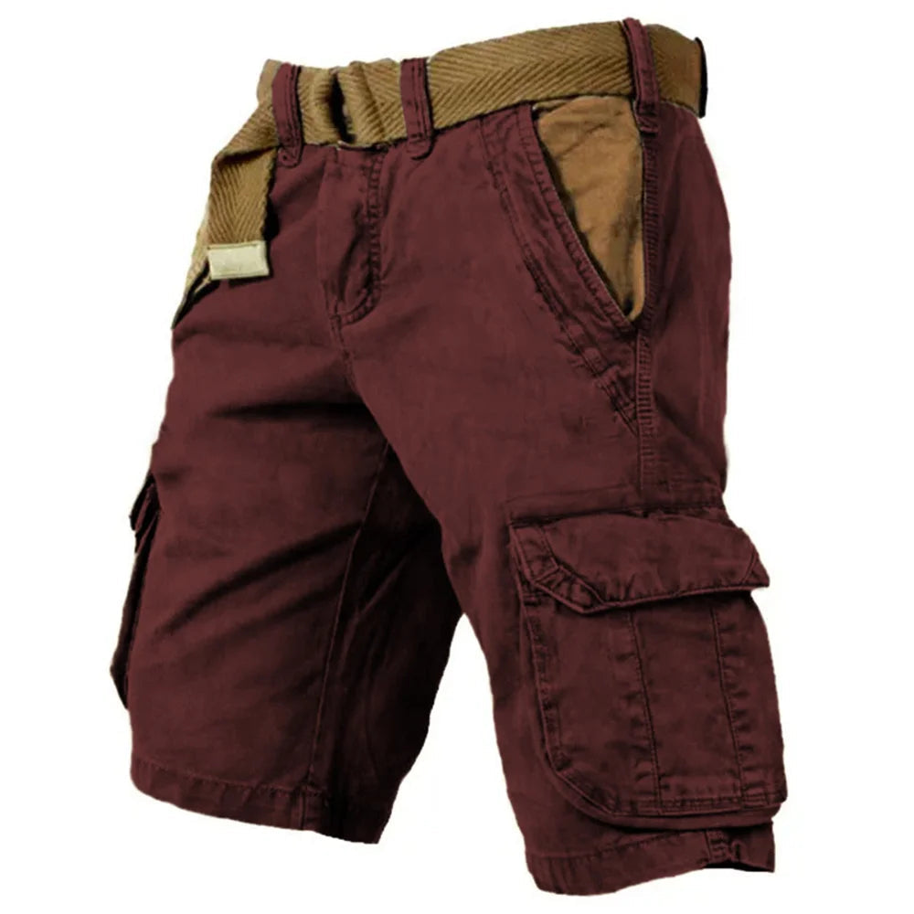 Pantalon Chino Marron Homme Classique avec Ceinture