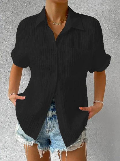 Chemise Femme Coton Légère Col Classique Boutonnée Coupe Décontractée