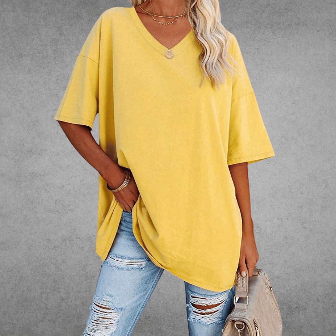 T-shirt Femme Col V en Coton Doux et Confortable