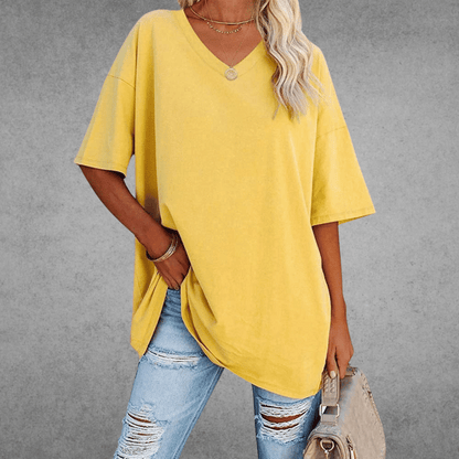 T-shirt Femme Col V en Coton Doux et Confortable