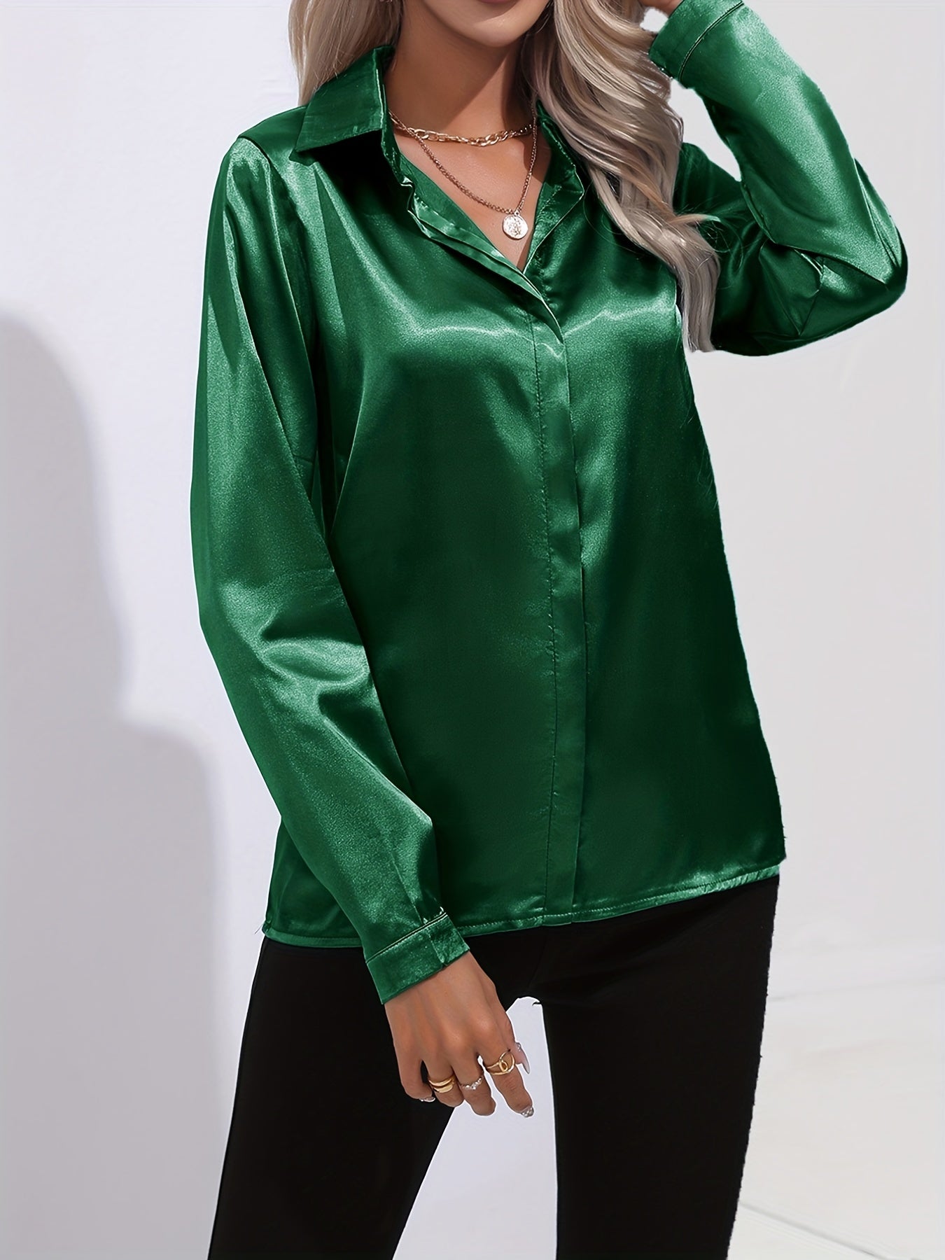 Chemise Femme en Soie Élégante Manches Longues