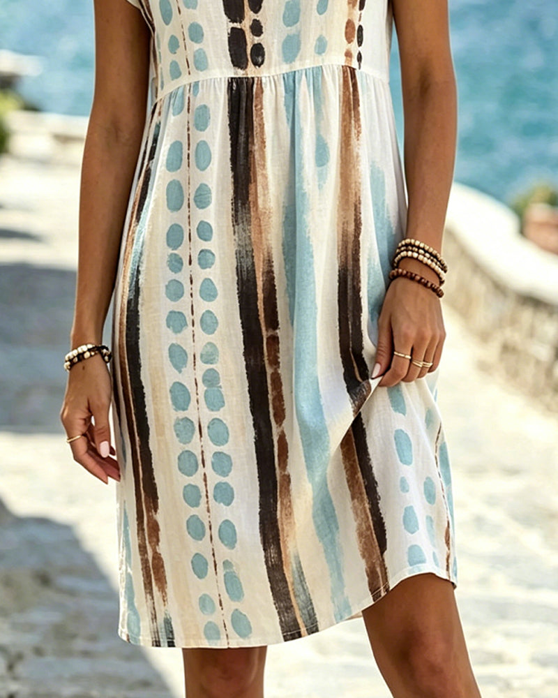 Robe Femme Imprimé Aquarelle Motifs Artistiques Fluide
