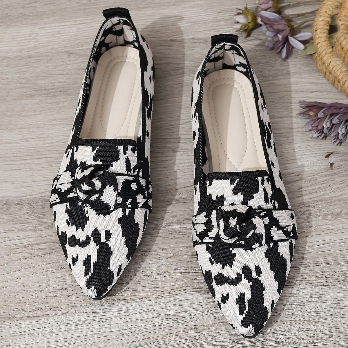 Chaussures Ballerines Féminines à Nœud avec Semelle Plate
