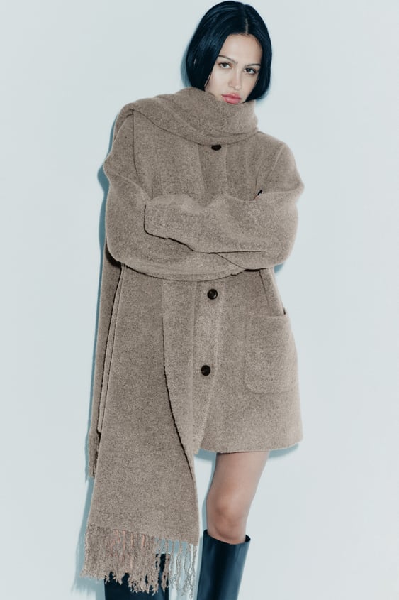 Veste Tricot Féminine avec Écharpe pour Femme