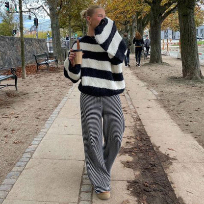 Pantalon Femme Rayé Détente Printemps