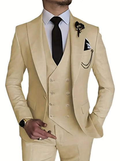Costume Homme 3 Pièces : Blazer, Gilet et Pantalon Élégant