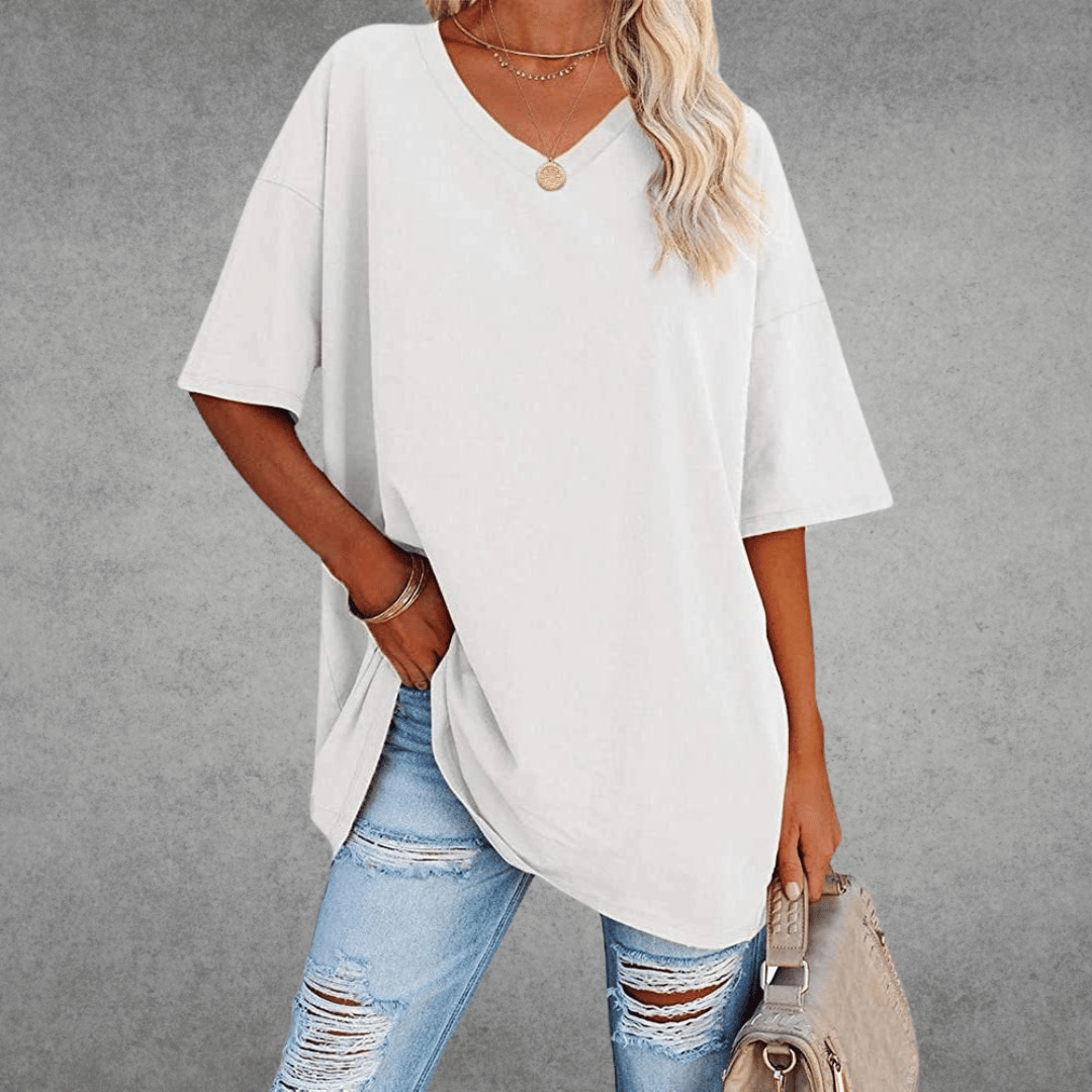 T-shirt Femme Col V en Coton Doux et Confortable
