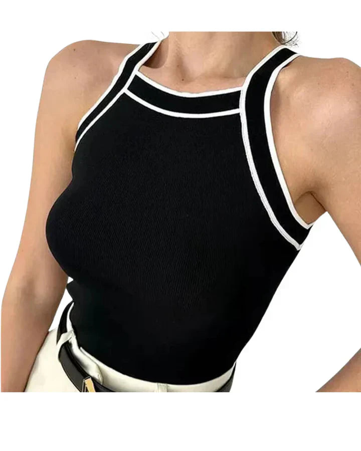 Top femme élégant noir et blanc moderne - PanierRoyale
