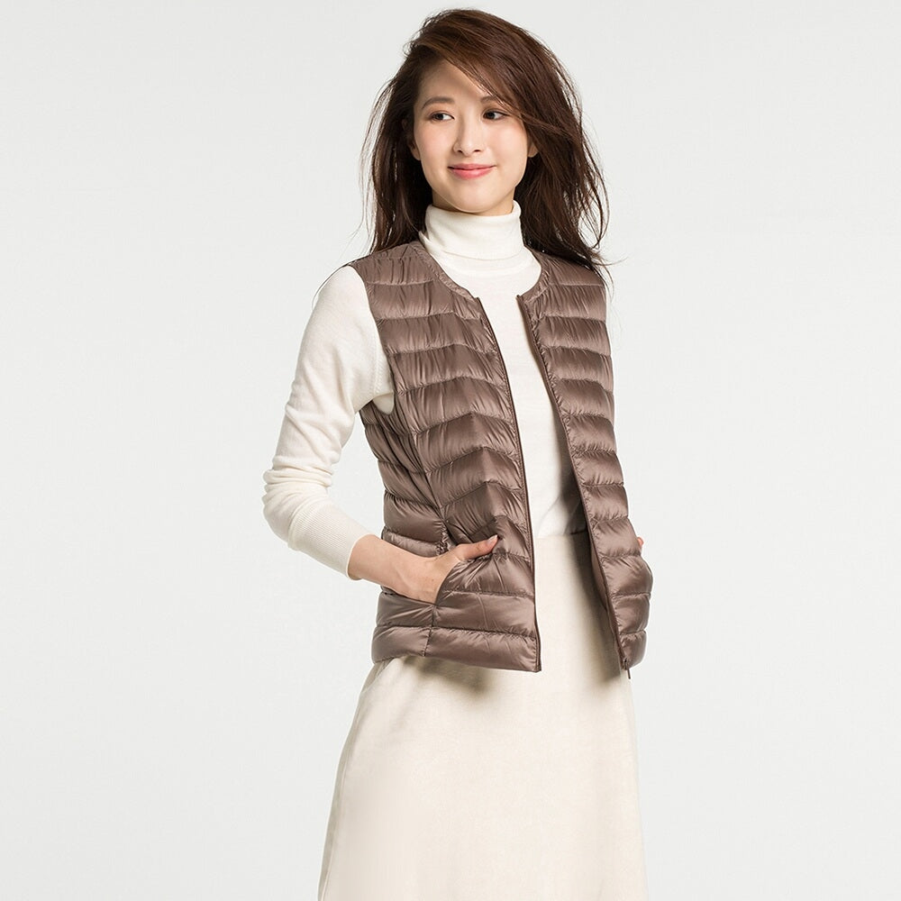 Gilet Femme Sans Manches Élégant Zippé