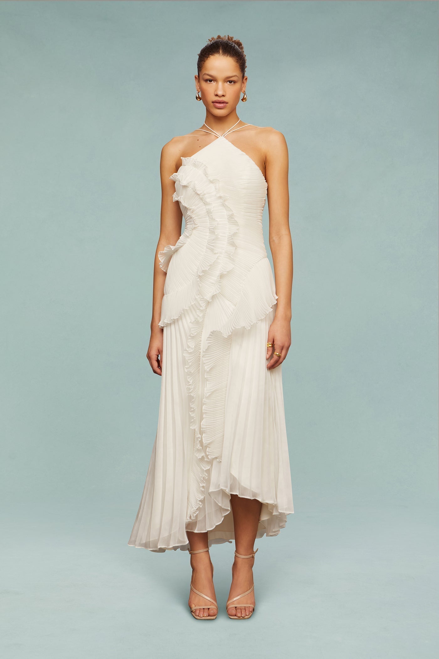 Robe Longue Femme Plissée Volants Asymétriques Fluides