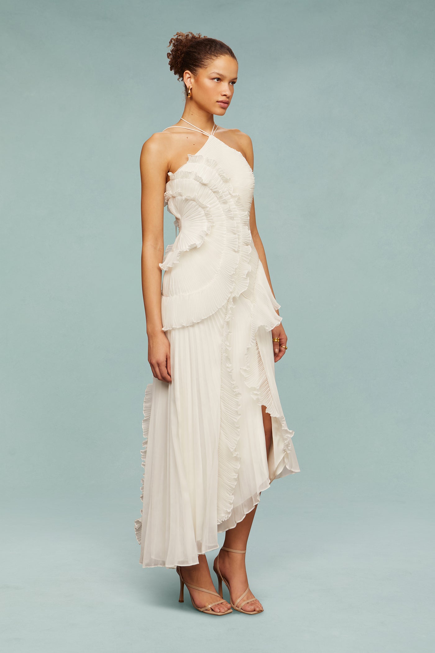 Robe Longue Femme Plissée Volants Asymétriques Fluides