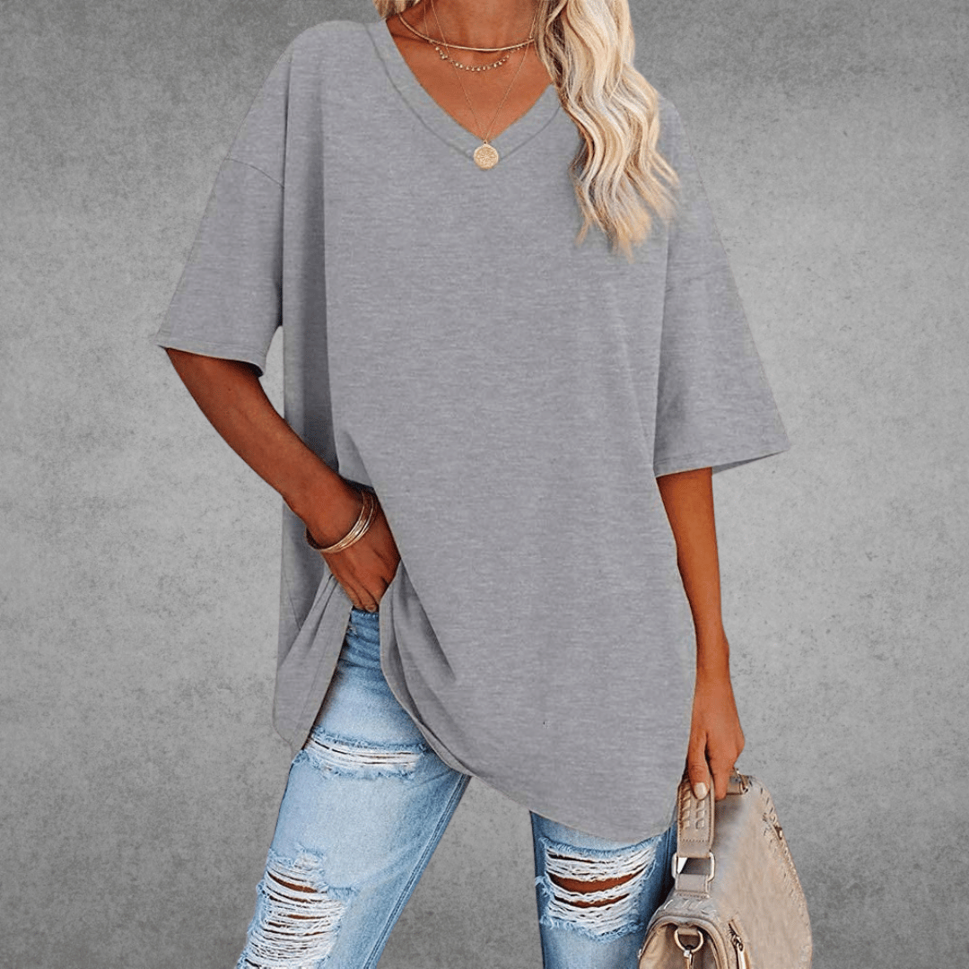 T-shirt Femme Col V en Coton Doux et Confortable