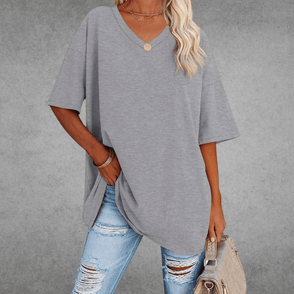 T-shirt Femme Col V en Coton Doux et Confortable