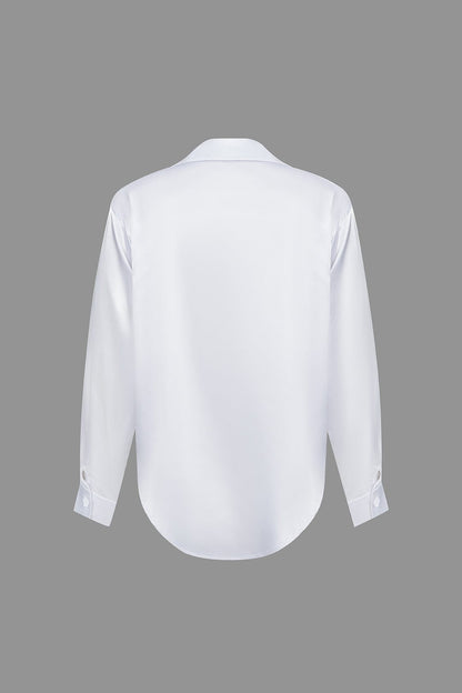 Blouse Élégante en Soie Satinée Longue Manche