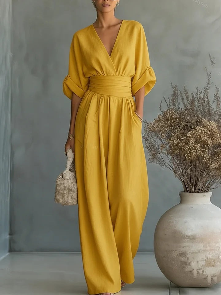 Combinaison Femme Fluide Décolleté V Coupe Large