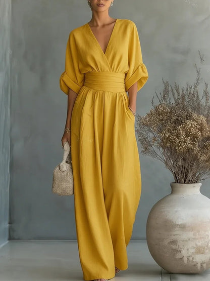 Combinaison Femme Fluide Décolleté V Coupe Large