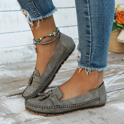 Mocassins Femme Cuir Souple Noeud Décoratif Semelle Flexible