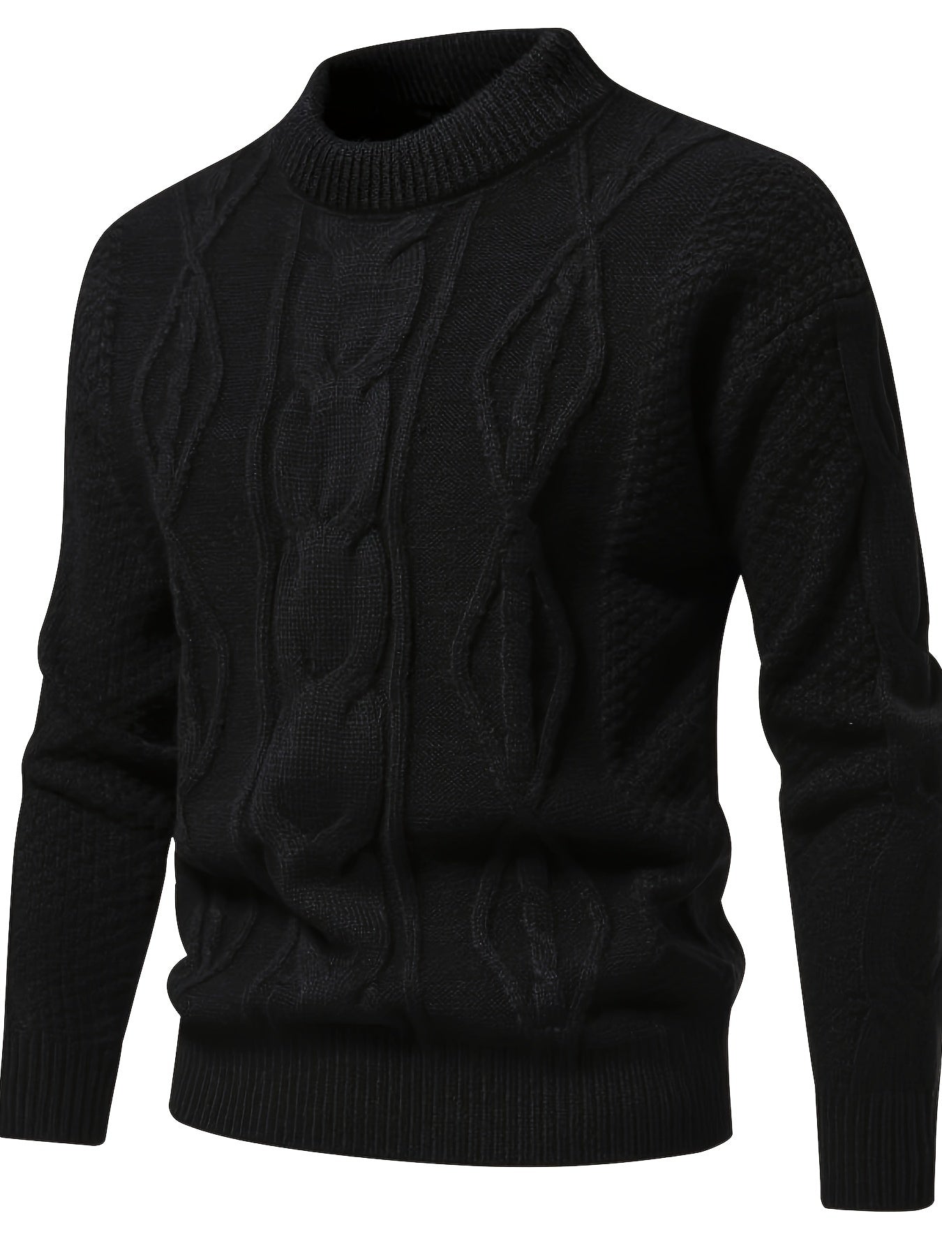 Pull Homme Marine Épais Chaud en Laine Mélangée