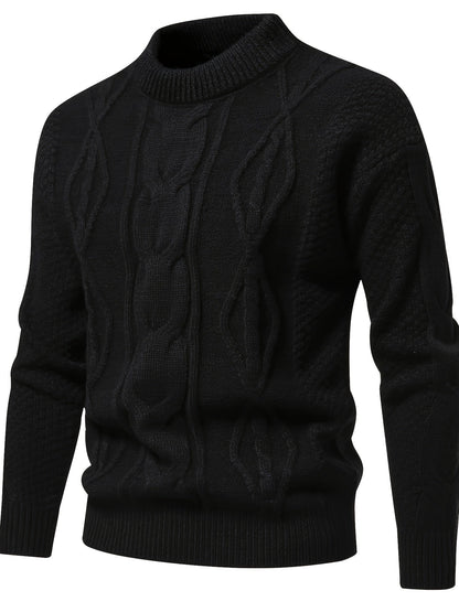 Pull Homme Marine Épais Chaud en Laine Mélangée