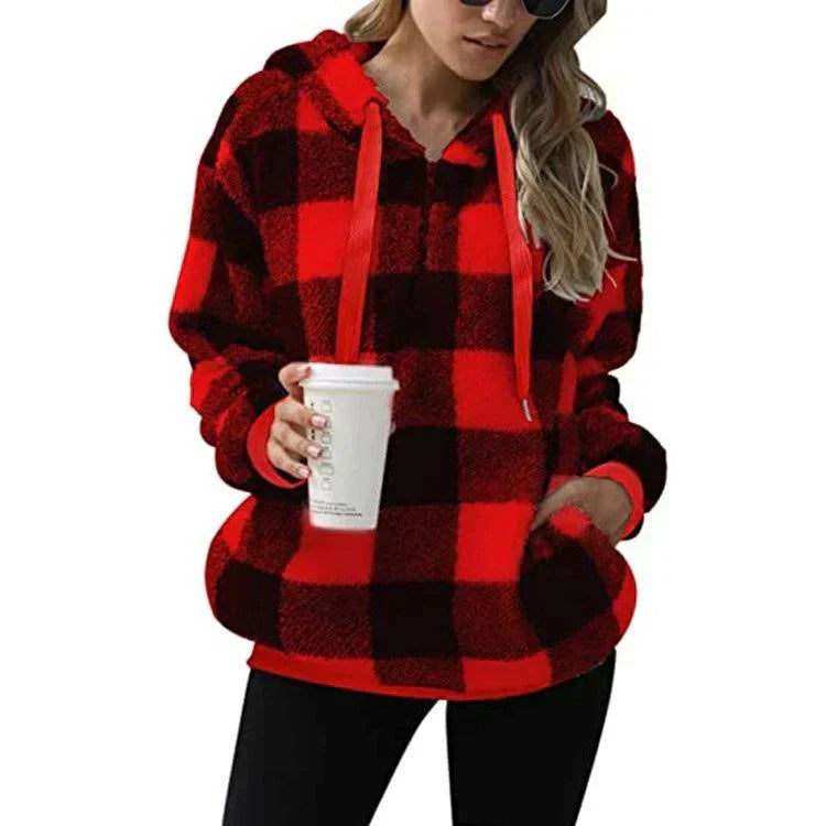 Pull en Maille à Carreaux Chaud et Confortable pour Femme