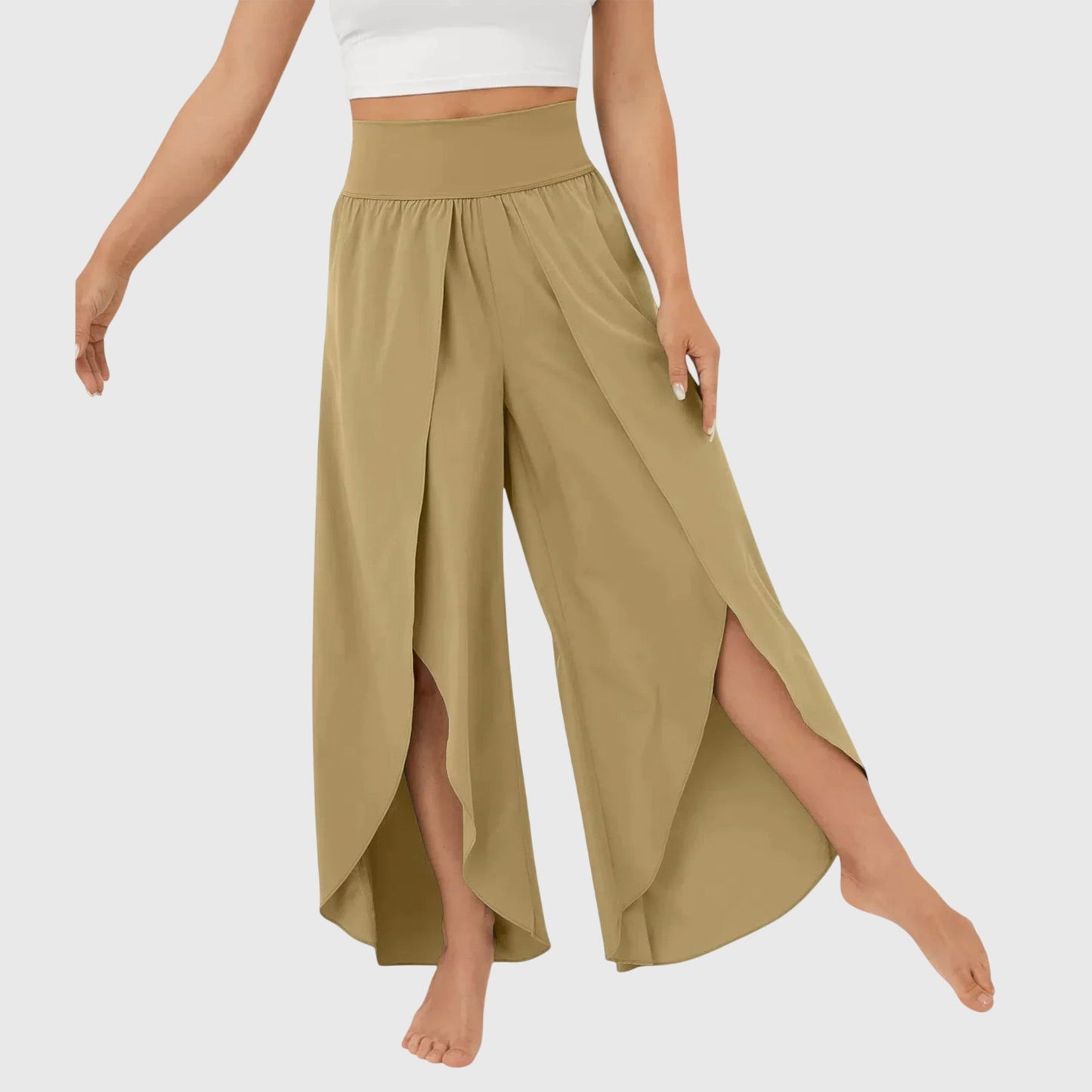 Pantalon Bohème Large Détente avec Fente Découpée