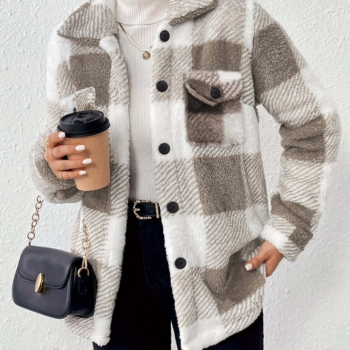 Veste Femme Peluche Coupe Ample Manches Longues