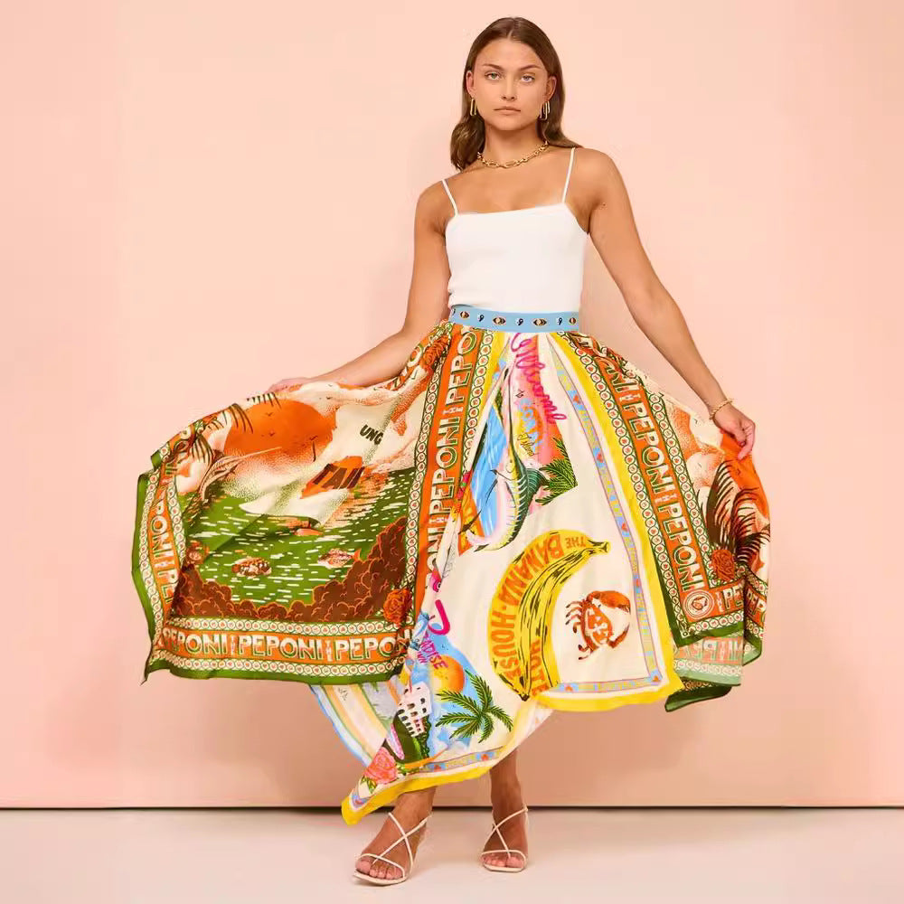 Jupe Femme Florale Asymétrique avec Taille Cintrée - PanierRoyale
