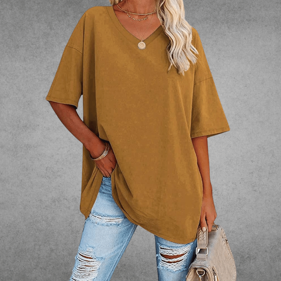 T-shirt Femme Col V en Coton Doux et Confortable