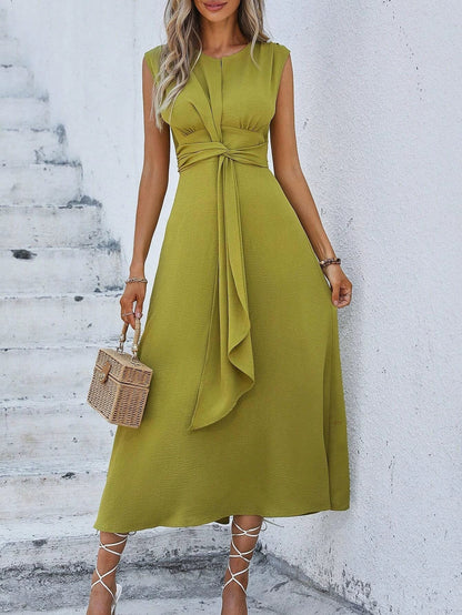 Robe longue Femme Sans Manches Taille Drapée