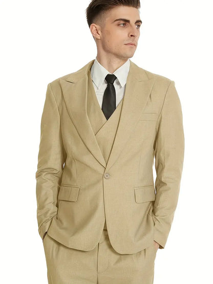 Costume Homme 3 Pièces : Blazer, Gilet et Pantalon Élégant