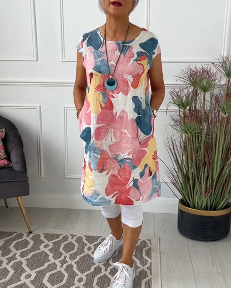 Robe Femme Fluide Imprimée Coupe Décontractée Estivale - PanierRoyale