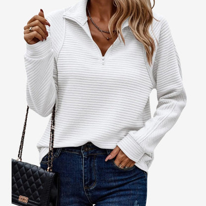 Pull Femme Col V Noir Élégant Fermeture Éclair
