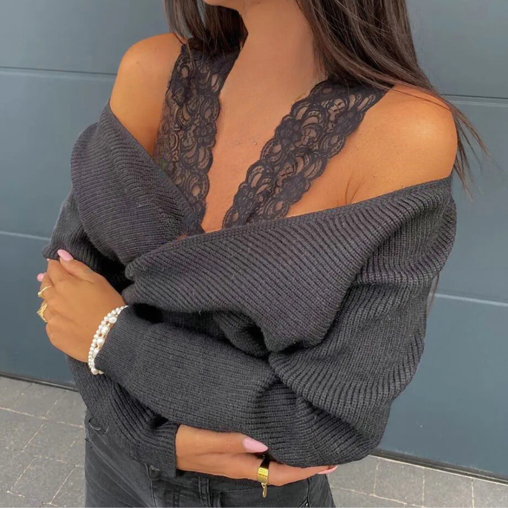 Pull en Dentelle Femmes avec Bretelles Élégant