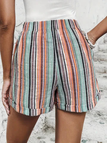 Short Femme à Rayures Colorées Été - PanierRoyale