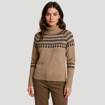 Pull femme col roulé imprimé floral printemps - BerlinGlamour