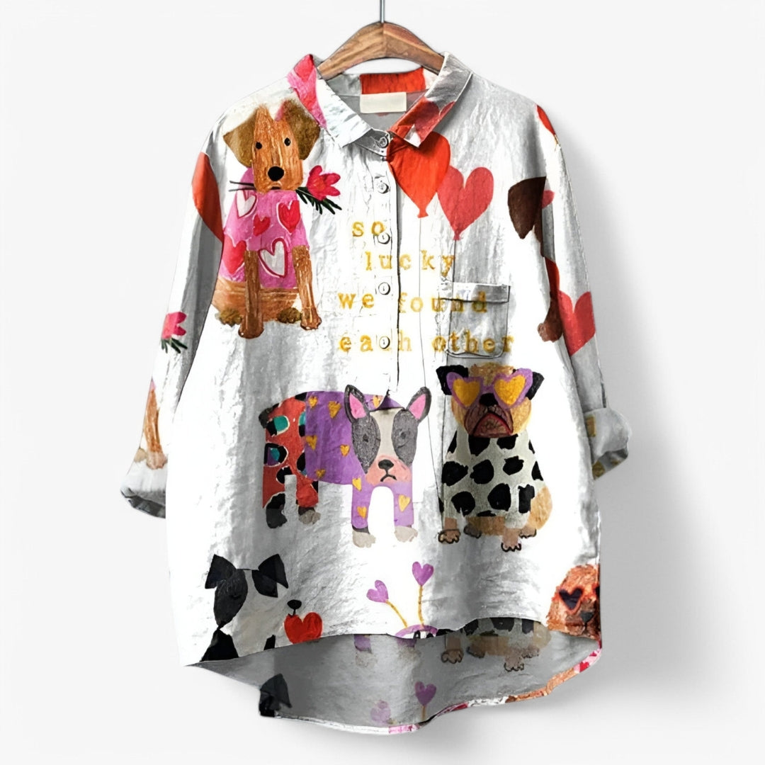 Chemise Humoristique Chien Manches Longues Coton