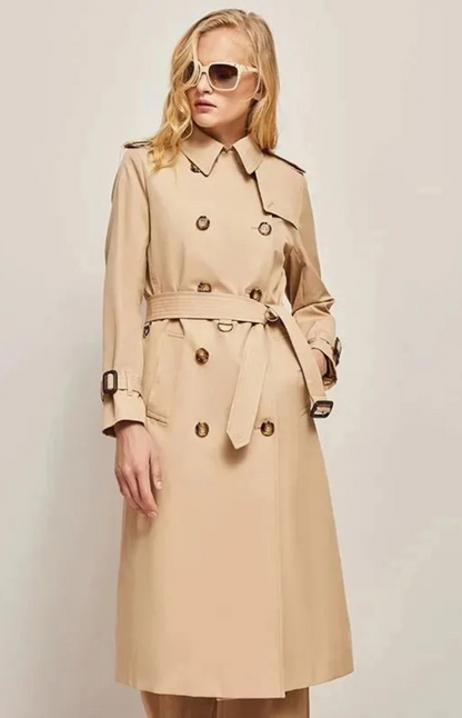 Manteau Femme Long Élégant avec Col Revers