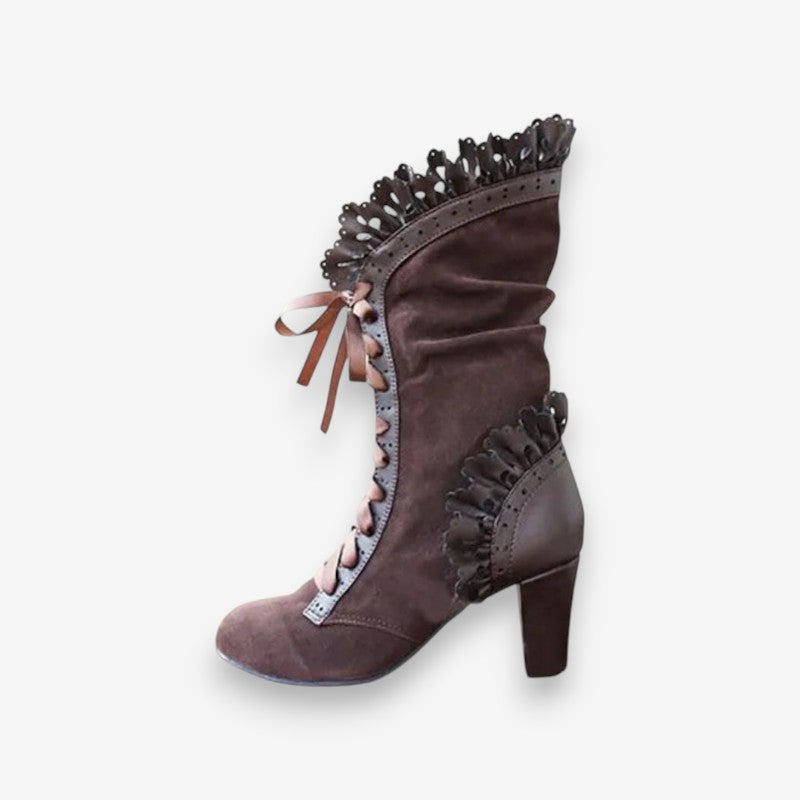 Bottines à Talons Hauts Femmes Chic en Cuir