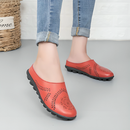 Mocassins Femme Cuir Souple à Bout Arrondi