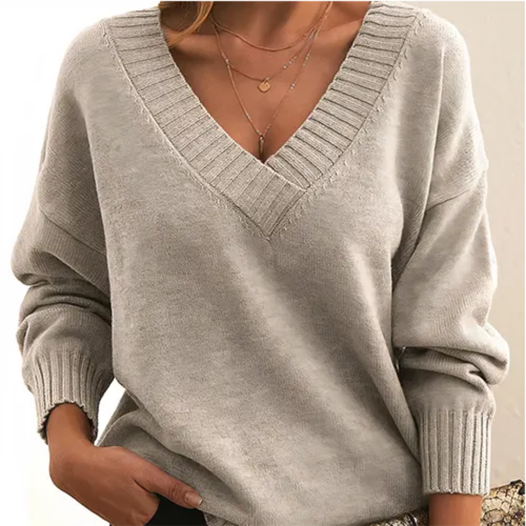 Pull Femme Col V Doux et Chaude pour Hiver
