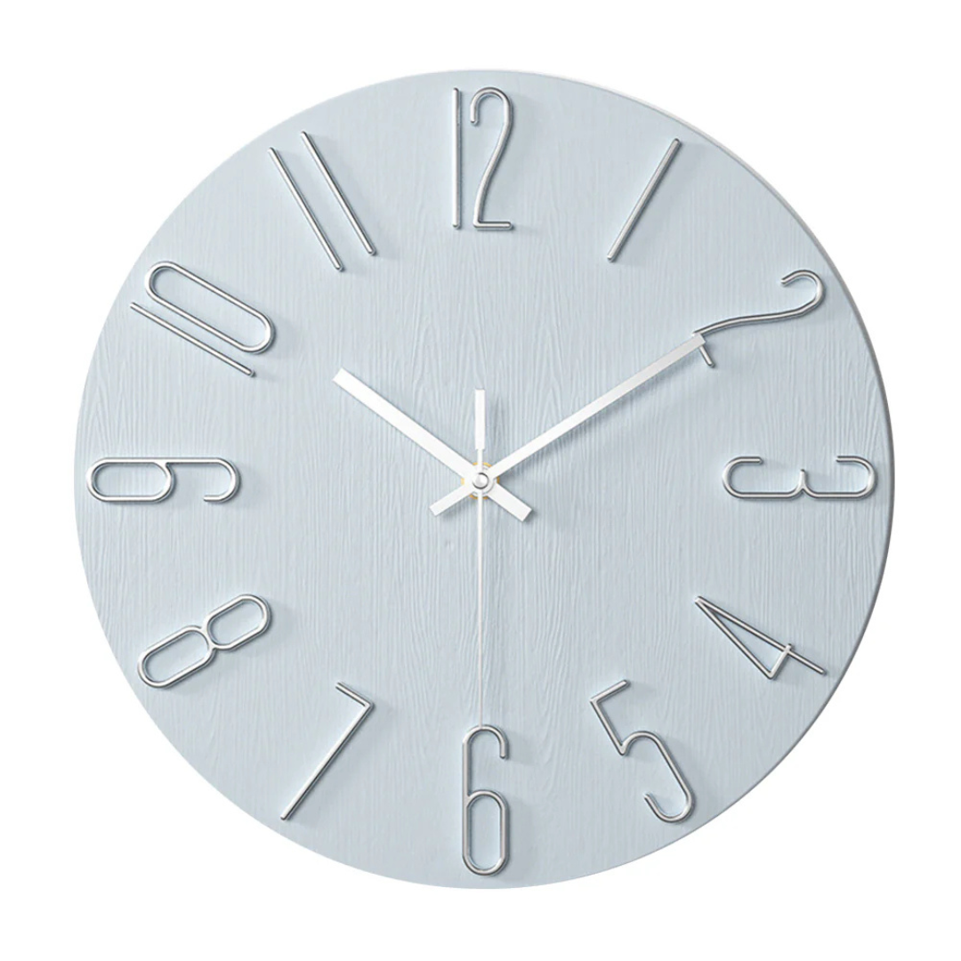 Horloge Murale Design Bois et Chiffres Dorés