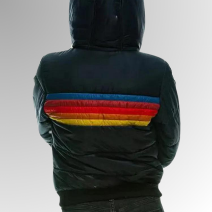 Parka Femme Hiver à Capuche Rayée