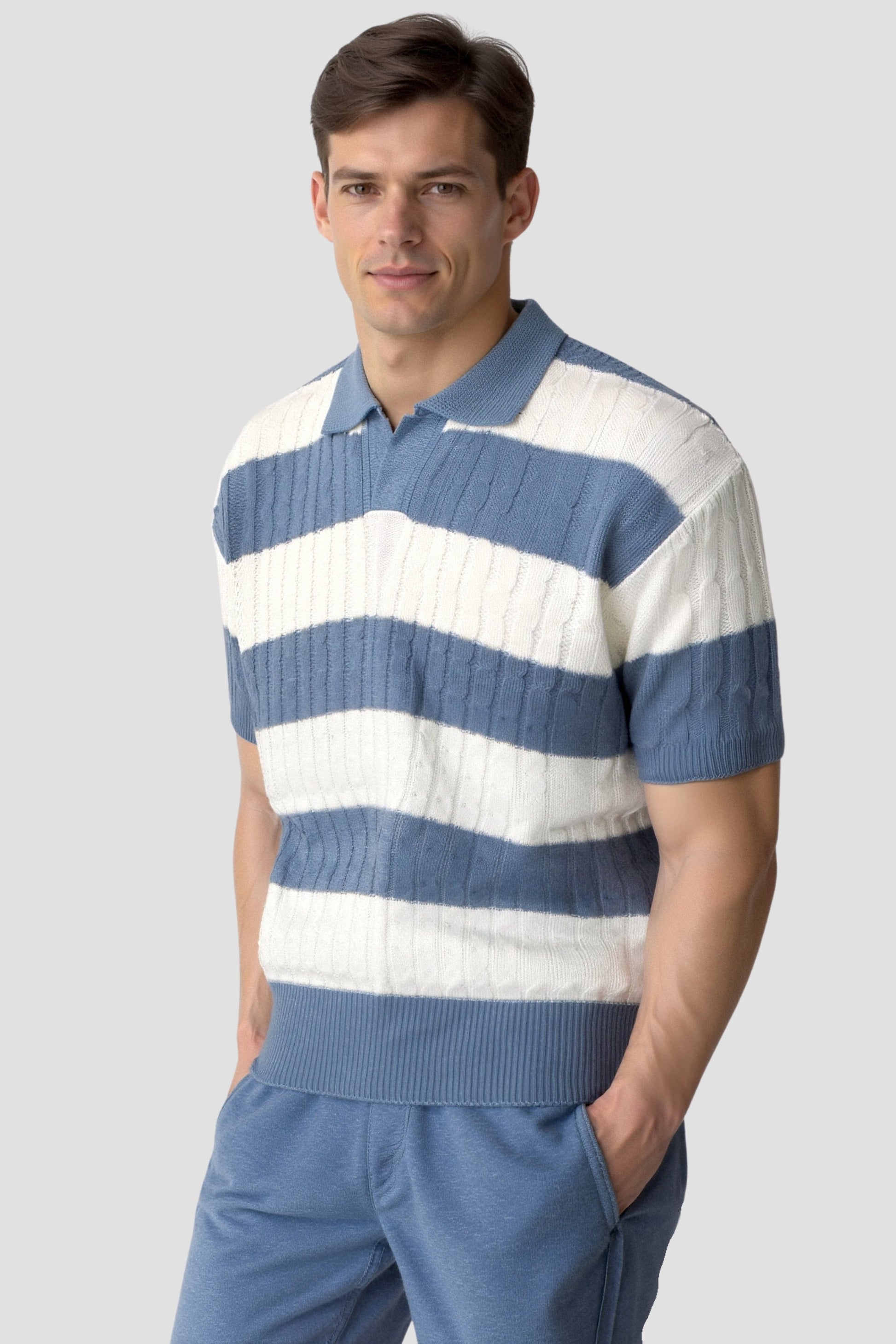 Chemise Polo Homme Rayé Manches Courtes Sport Chic - BerlinGlamour