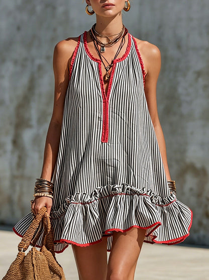 Robe mini Femme Col halter Volants Coupe ajustée