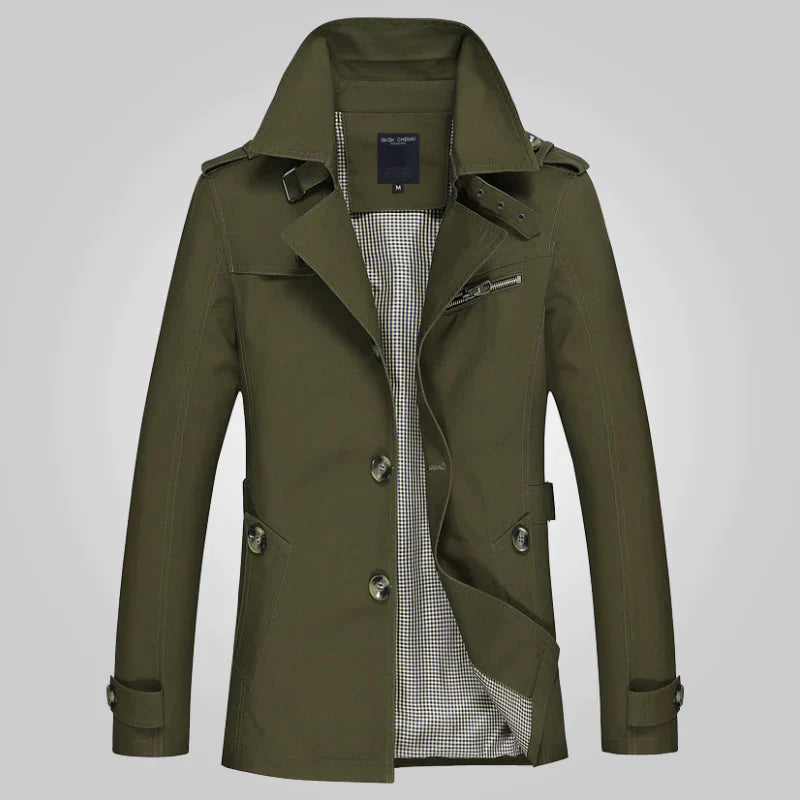 Manteau Homme Long Élégant Trench Classique en Coton