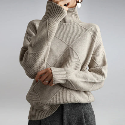 Pull Féminin Col Roulé Manches Longues Élégant
