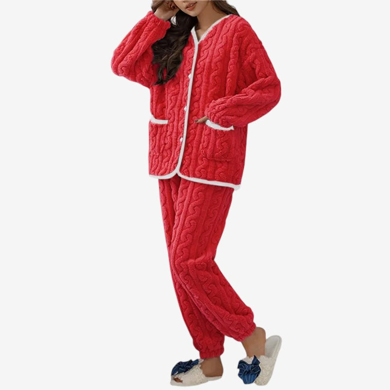 Ensemble Deux Pièces Doux et Confortable Col V - PanierRoyale