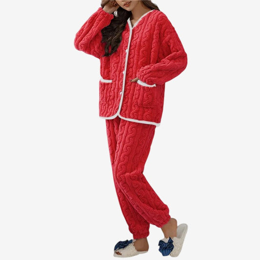 Ensemble Deux Pièces Doux et Confortable Col V - PanierRoyale
