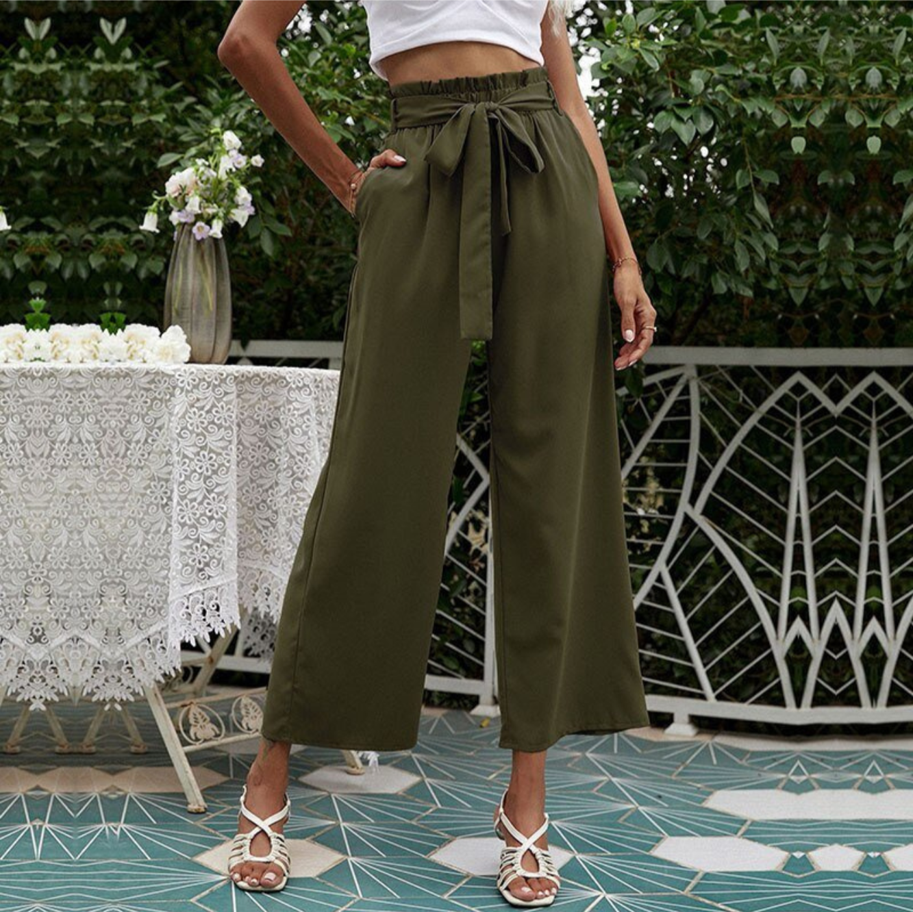 Pantalon Femme Haute Taille Élégant