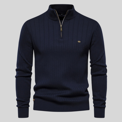 Pull Homme Élégant Slim Fit Côtelé Noir